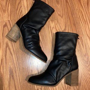 Oasis Society Scrunchy Black Heeled Boots